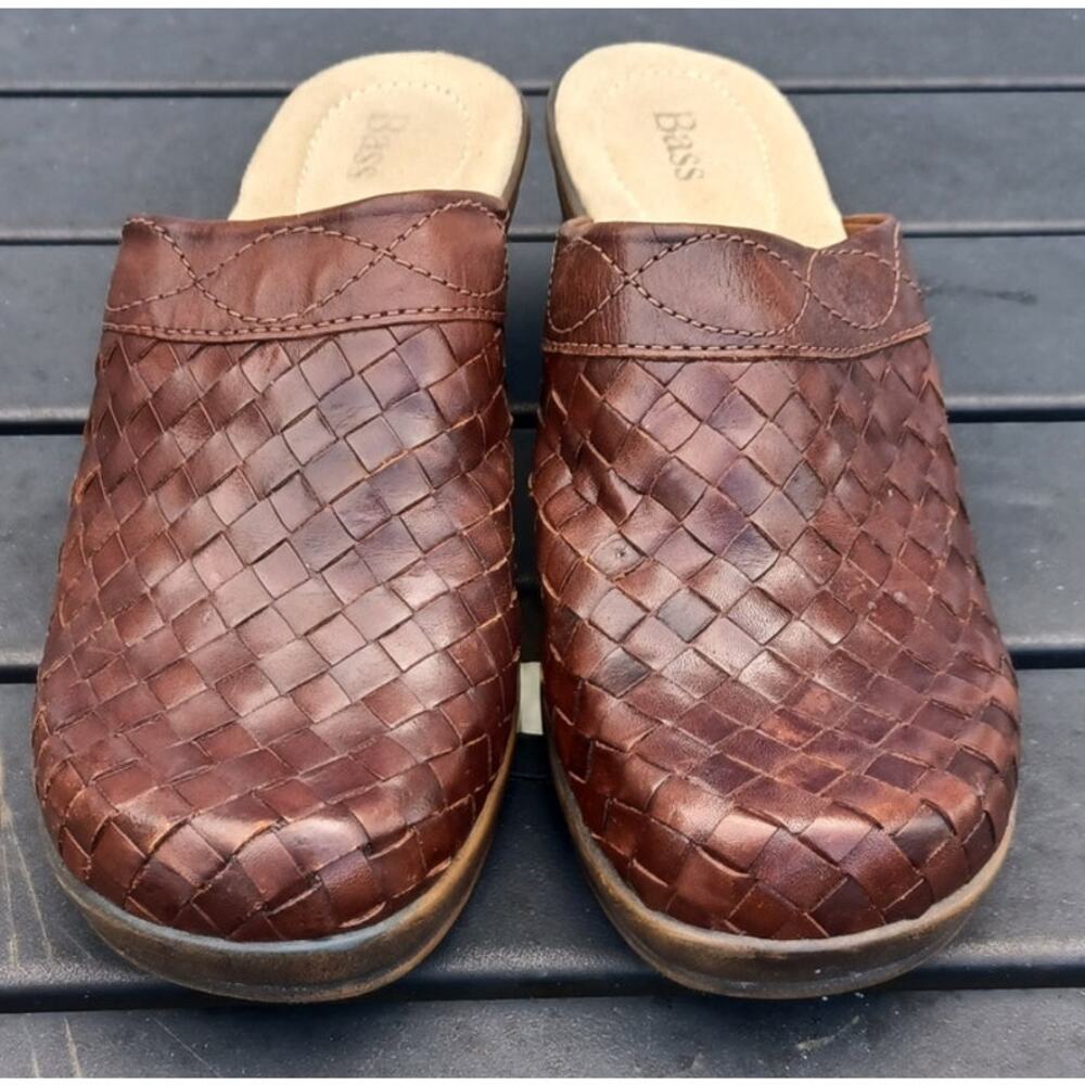 Bass Judy Brown Woven Leather Mule Clogs Women’s 8M Boho Cottagecore - Picture 2 of 11